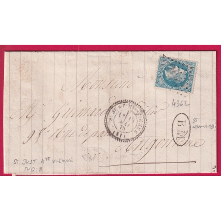 N°29 GC 2049 CAD S JUST HAUTE VIENNE CAD TYPE 24 BM DE ST LEONARD GC DE LIMOGES LETTRE