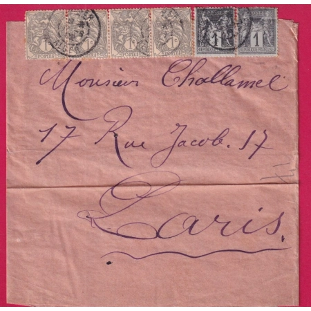 N°83 X2 107 BANDE DE 4 TARIF 6C SUR BANDE PAPIERS AFFAIRES ALGER ALGERIE POUR PARIS LETTRE