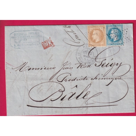 N°28 29 PARIS ETOILE 12 PARIS BT BEAUMARCHAIS POUR BALES SUISSE LETTRE COVER