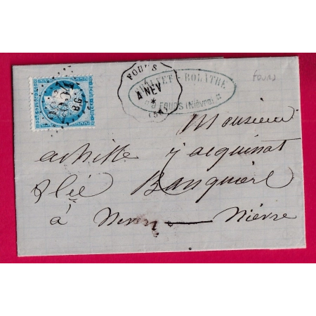 N°60 GC 2654 BG NEVERS GARE NIEVRE CONVOYEUR STATION FOURS NIEVRE POUR NEVERS LETTRE COVER