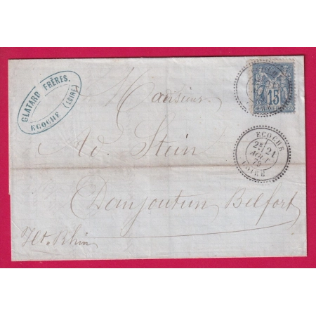 N°90 CAD TYPE 25 ECOCHE LOIRE POUR BELFORT HAUT RHIN LETTRE COVER