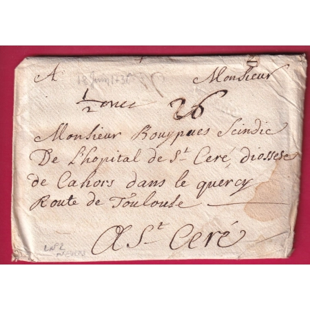 MARQUE A SEC LENAIN N°2 NEVERS NIEVRE RARE MENTION POIDS 1/2 ONCE TAXE 26 SOLS POUR ST CERE LOT ROUTE DE TOULOUSE
