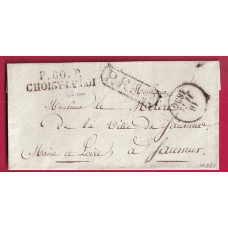 MARQUE P60P CHOISY LE ROI SEINE 1830 POUR SAUMUR MAINE ET LOIRE + PPPP INDICE 14 LETTRE