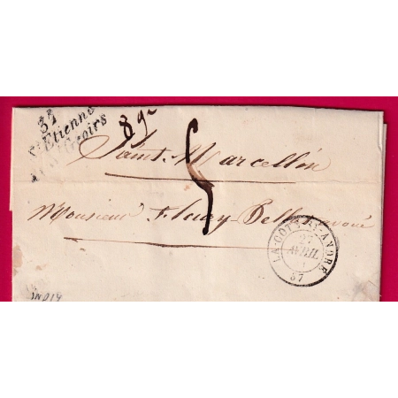 CURSIVE 37 ST ETIENNE DE ST GEOIRS ISERE CAD TYPE 15 LA COTE ST ANDRE POUR ST MARCELLIN INDICE 14 MENTION POIDS 8 GRAMME