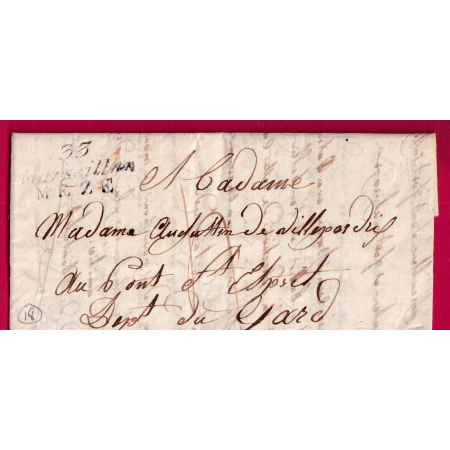 DOUBLE CURSIVE 33 MARSEILLAN MEZE HERAULT  POUR LE PONT ST ESPRIT GARD INDICE 18 LETTRE