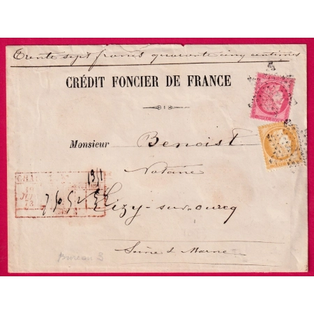 N°59 57 PARIS ETOILE 3 CHARGEMENT AU RECTO POUR LIZY SUR OURCQ LETTRE