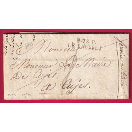 MARQUE P78P LE BAUSSET VAR 1815 MENTION SERVICE MILITAIRE POUR CUGES BOUCHES DU RHONE INDICE 14 LETTRE