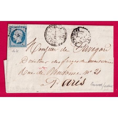 N°14 PC 1412 GOURNAY SUR ARONDE OISE CAD TYPE 22 + T15 COMPIEGNE POUR PARIS LETTRE