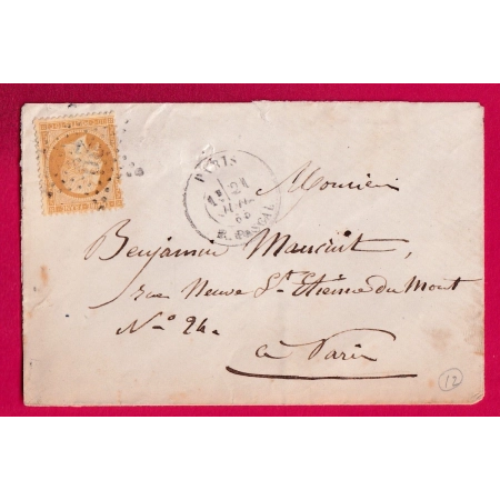 N°21 PARIS ETOILE 29 R PASCAL POUR PARIS 1865 LETTRE COVER