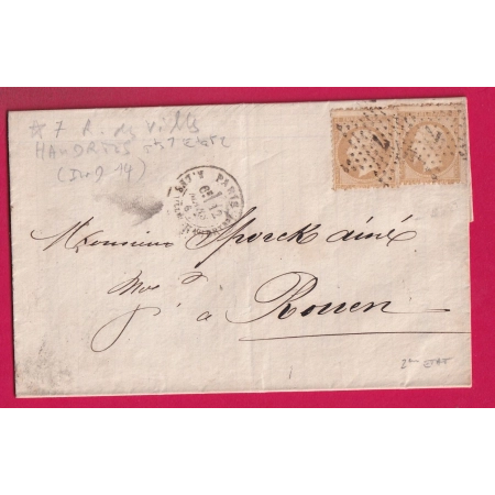 N°21 X2 PARIS ETOILE VARIETE PETIT 7 DEUXIEME ETAT POUR ROUEN TIMBRE VARIETE PIQUAGE BELLE FACTURE LETTRE COVER