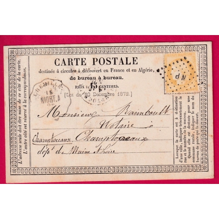 N°59 CONVOYEUR STATION CHEMILLE MAINE ET LOIRE POUR CHAMPTOCEAUX CARTE PRECUSEUR LETTRE COVER