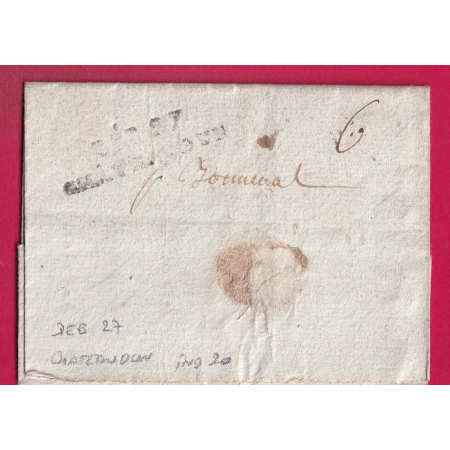 DEBOURSE DEB 27 CHATEAUDUN EURE ET LOIRE 1811 INDICE 20 DEPART ORLEANS LOIRET POUR BONNEVAL LETTRE