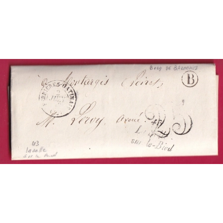 CURSIVE 43 L'ISLE SUR LE BIED LOIRET BOITE RURALE B BORD DE BAZOCHES POUR MONTARGIS LETTRE