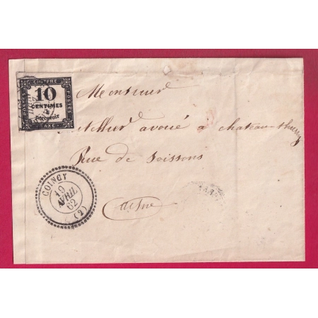 TAXE N°2 PREOBLITERE ?? CHATEAU THIERRY AISNE CAD TYPE 22 COINCY POUR CHATEAU THIERRY LETTRE