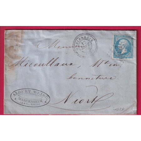 N°22 GC 4487 MARLENSHEIM BAS RHIN CAD TYPE 22 POUR NIORT INDICE 20 AVEC TYPE 22 LETTRE