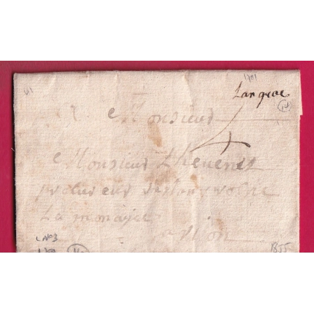 MARQUE MANUSCRIT LANGEAC HAUTE LOIRE 1781 POUR LYON RHONE LETTRE