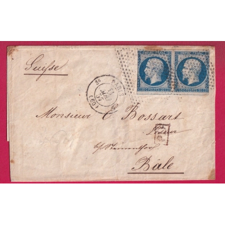 N°14 PAIRE ROULETTE POINTILLES FIS PARIS 3E 60 3 POUR BALE SUISSE LETTRE