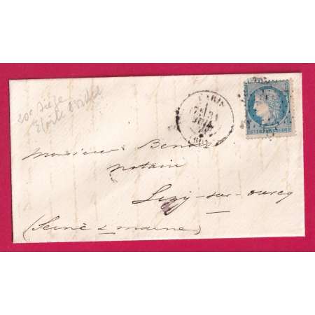 N°37 PARIS ETOILE EVIDEE BUREAU CENTRAL POUR LIZY 31.07.1871 LETTRE