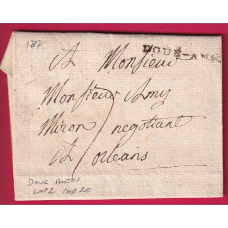 MARQUE DOUE ANJOU MAINE LOIRE 1787 LENAIN N°2 INDICE 20 POUR ORLEANS LOIRET LETTRE