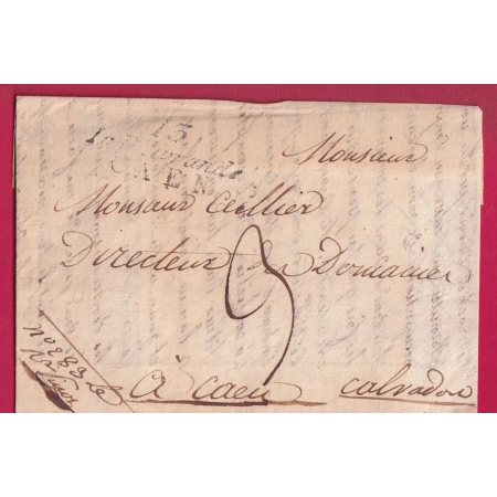 DOUBLE CURSIVE 13 LA DELIVRANDE CAEN CALVADOS TAXE 3 TRIPLE PORT LOCAL ?? RARE INDICE 21 LETTRE
