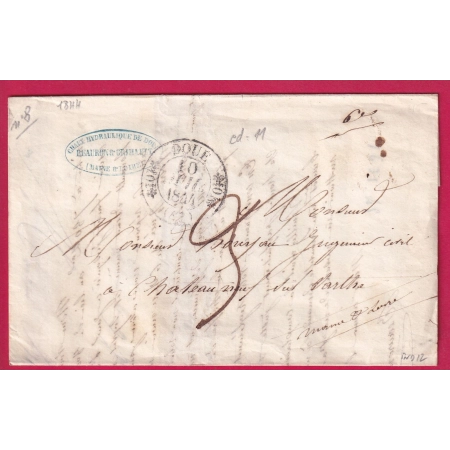 CAD TYPE 11 DOUE MAINE ET LOIRE 1844 POUR CHATEAUNEUF SUR SARTHE INDICE 12 LETTRE