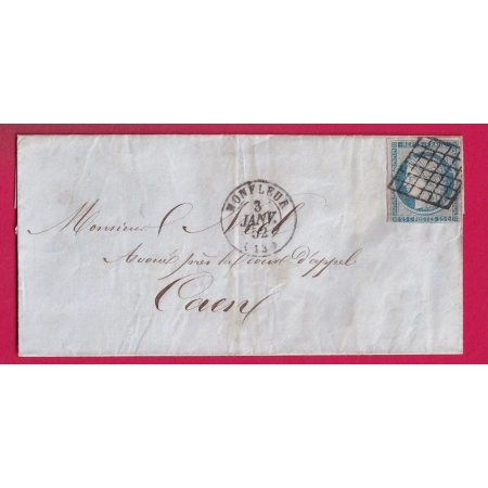 N°4  GRILLE HONFLEUR CALVADOS 1852 POUR CAEN LETTRE