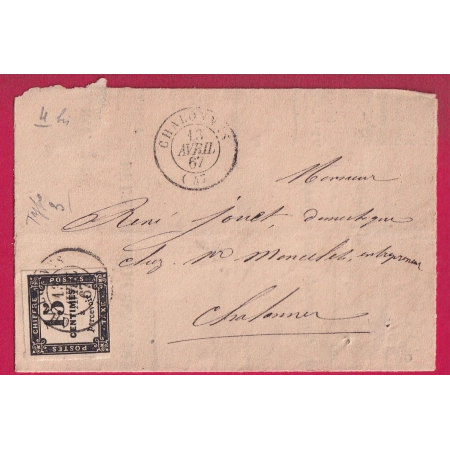 TIMBRE TAXE N°3 CHALONNES MAINE ET LOIRE POUR CHALONNES 1867 LETTRE
