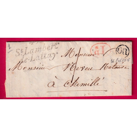 CURSIVE 47 ST LAMBERT DE LATTAY MAINE ET LOIRE OR LE PLESSIS DECIME RURAL TAXE LOCALE 1 POUR CHEMILLE LETTRE