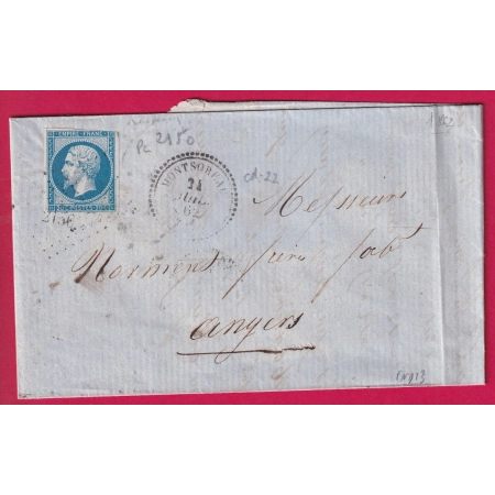 N°14 PC 2150 MONTSOREAU MAINE ET LOIRE CAD TYPE 22 POUR ANGERS INDICE 13 LETTRE