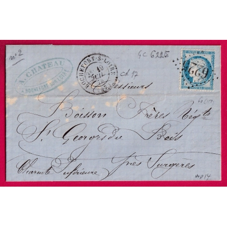 N°60 GC 6225 ROCHEFORT SUR LOIRE ET CHER INDICE 14 POUR ST GEORGES DES BOIS LETTRE
