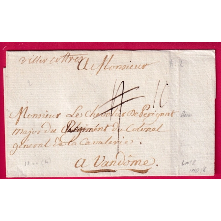MARQUE MANUSCRIT VILLERS COTTERETS AISNE LENAIN N°2 INDICE 18 POUR VENDOME LETTRE