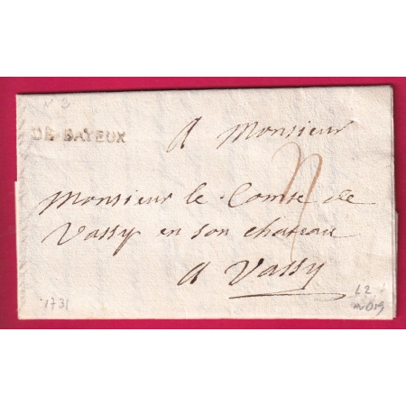 MARQUE DE BAYEUX CALVADOS 1731 POUR VASSY LENAIN N°2 INDICE 19 LETTRE