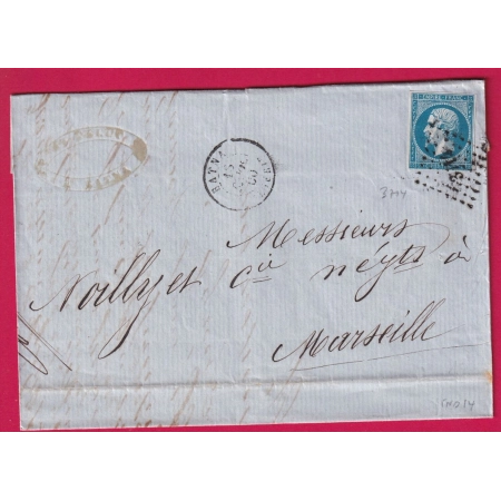 N°14 PC 3714 BATNA ALGERIE POUR MARSEILLE INDICE 14 LETTRE COVER