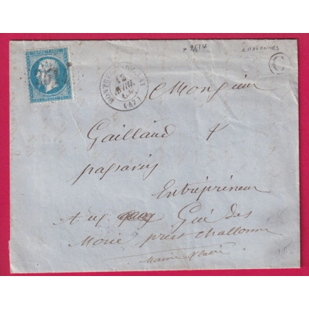 N°22 GC 2514 MONTREUIL BELLAY MAINE ET LOIRE BOITE RURALE C CHAVANNES POUR CHALONNES LETTRE COVER