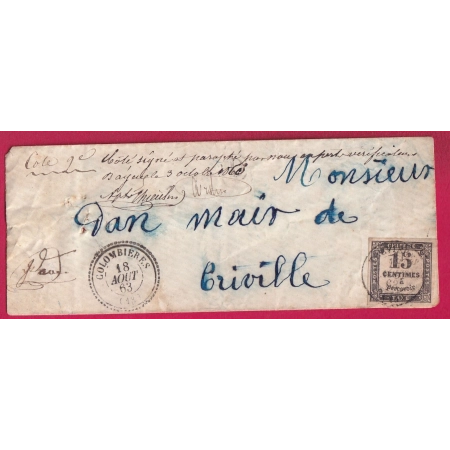 TAXE N°3 CAD TREVIERES CALVADOS + CAD TYPE 22 COLOMBIERES LETTRE COVER