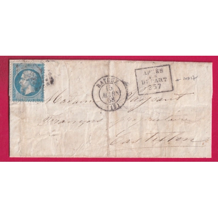 APRES LE DEPART N°357 BAYEUX CALVADOS POUR CASTILLON INDICE 17 LETTRE COVER