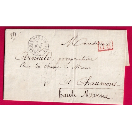 CAD TYPE 15 CHAMBRE DES DEPUTES PARIS 1843 + PP ROUGE POUR CHAUMONT HAUTE MARNE  LETTRE COVER