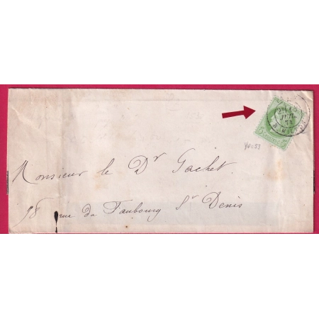 N°53 CAD PARIS R MILTON POUR PARIS 1874 LETTRE COVER