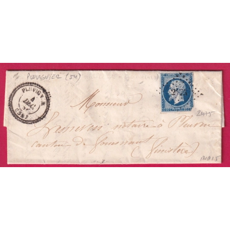 N°14 PC 2475 PLUVIGNER MORBIHAN CAD TYPE 22 POUR AURAY FINISTERE INDICE 15 LETTRE