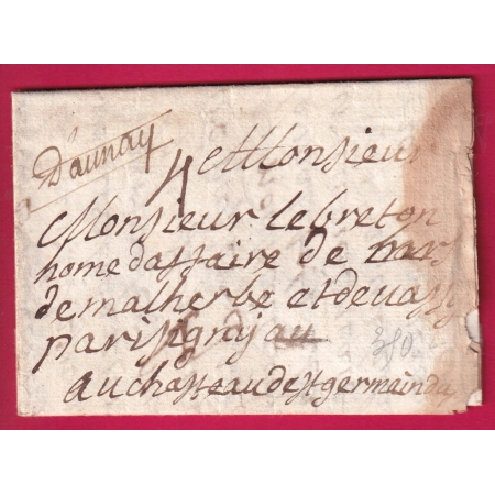 MARQUE MANUSRIT D'AUNAY CALVADOS 1746 LENAIN N°2 INDICE 20 POUR ST GERMAIN  LETTRE