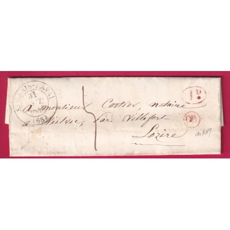 CAD TYPE 13 ST GENIS LAVAL RHONE OR ROUGE IRIGNY  DECIME RURAL POUR VIELVIC VILLEFORT LOZERE LETTRE