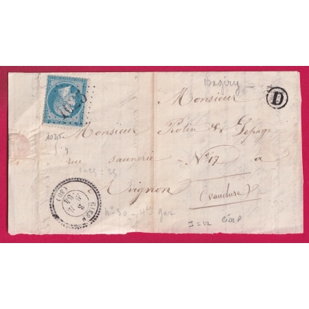 N°22 GC 1025 GIERP HAUTE GARONNE BOITE RURALE D BAGIRY POUR AVIGNON VAUCLUSE LETTRE
