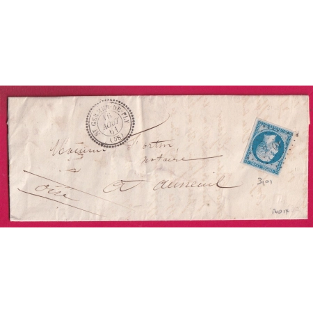 N°14 PC 3101 ST GERMER DE FLY OISE CAD TYPE 22 POUR AUNEUIL INDICE 14 LETTRE COVER