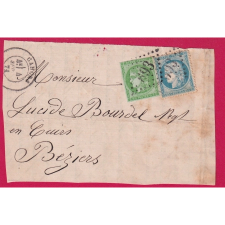 N°42B 37 GC 693 CAHORS LOT POUR BEZIERS HERAULT DEVANT DE LETTRE COVER