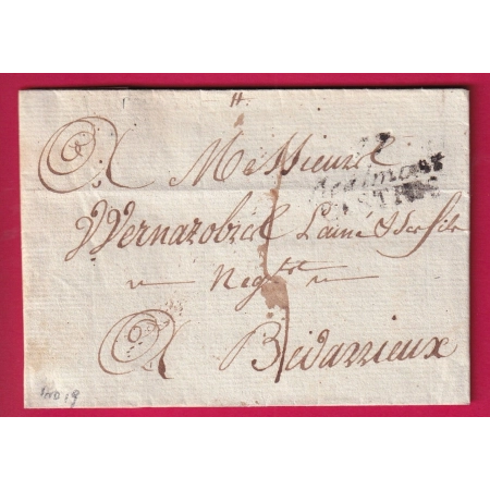 DOUBLE CURSIVE 77 REALMONT CASTRES TARN POUR BEDARRIEUX 1821 INDICE 19 LETTRE