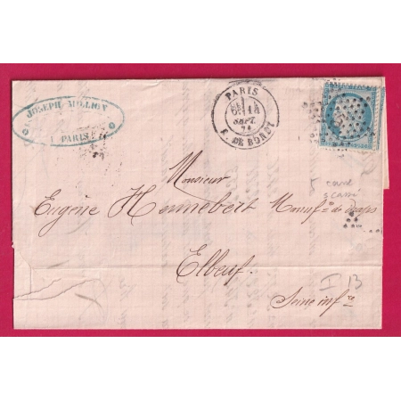 N°60 PARIS ETOILE 5 VARIETE 5 CASSE INDICE 13 R DE BONDY POUR ELBEUF LETTRE