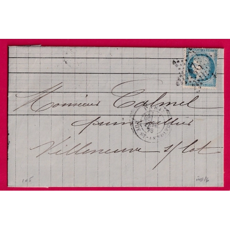 N°60 PARIS ETOILE 21 RUE ST ANTOINE  POUR VILLEFRANCHE SUR LOT ET GARONNE INDICE 16 LETTRE