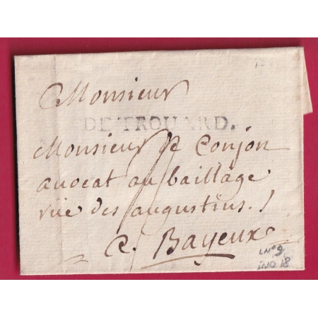 MARQUE DE TROUARD CALVADOS LENAIN N°2 INDICE 18 POUR BAYEUX LETTRE