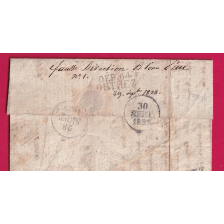 DEBOURSE DEB 64 ORTHEZ BASSES PYRENEES 1828 INDICE 18 DEPART MAULEON POUR MONEINS LETTRE