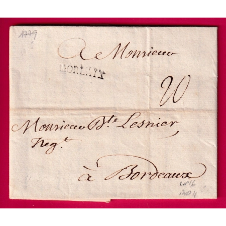 MARQUE MORLAIX FINISTERE 1779 POUR BORDEAUX LENAIN N°16 INDICE 11 LETTRE